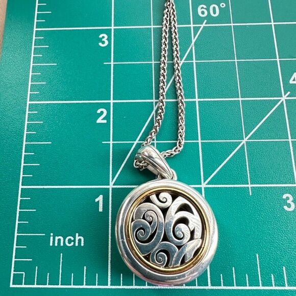 Brighton Spin Master Round circle Locket Necklace - two tone - Picture 2 of 5